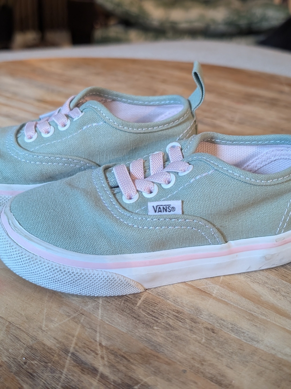 Vans Toddler Low-Top Canvas Sneakers in Mint Green with Pink Accents